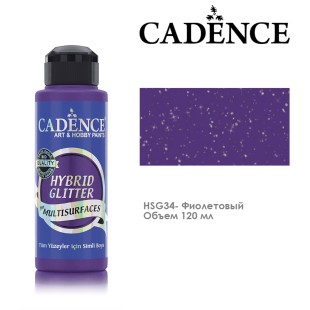 Краска акриловая Cadence "Hybrid Glitter" 120мл №HSG34 фиолетовый с серебристыми блестками