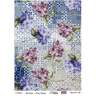 Рисовая карта для декупажа Cadence "Rice paper" 30х42см, RDP740 гортензия на плитке