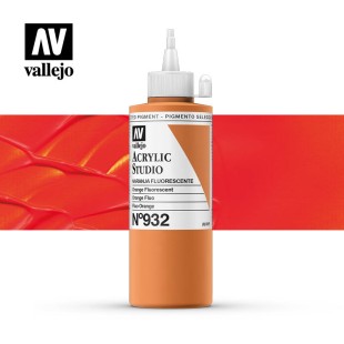 Акриловая краска Vallejo "Studio" #932 Fluorescent Orange (Оранжевый флюоресцентный), 200мл
