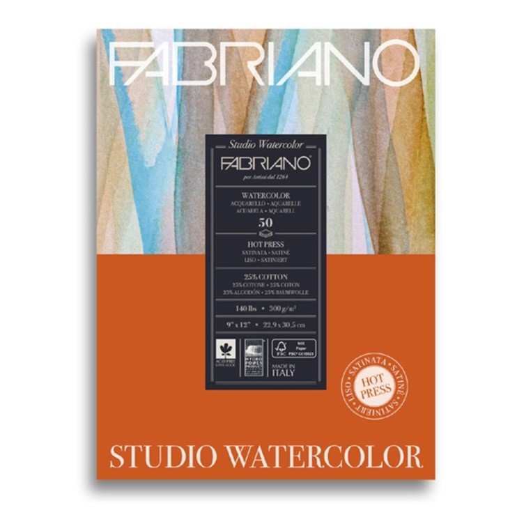 Блок для акварели Fabriano "Watercolour" 22,9x30,5см, 50л, 300гр/м² (Hot pressed) (19503004)