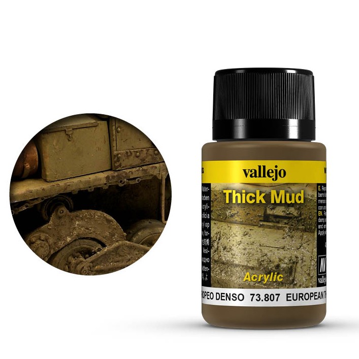 Краска для сборных моделей Vallejo, серия "Weathering Effects", цвет 73.807 European Mud (Густая грязь, Европа)