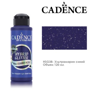 Краска акриловая Cadence "Hybrid Glitter" 120мл №HSG38 ультрамарин синий с серебристыми блестками