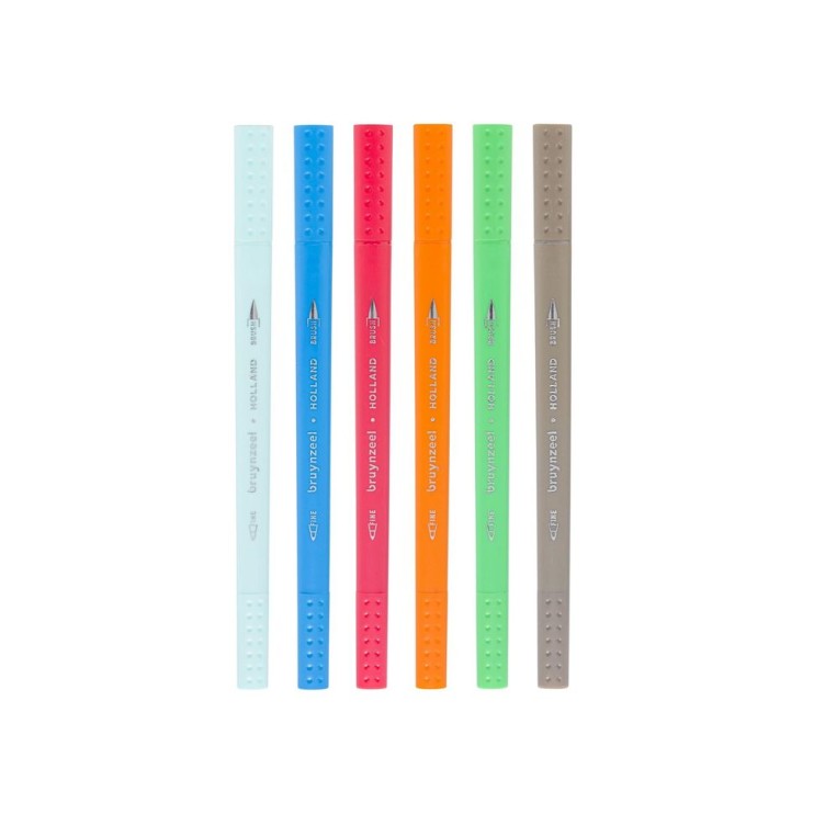 Набор линеров Bruynzeel 2in1 "Fineliners +Brushpen" 6 цвета (Рио)