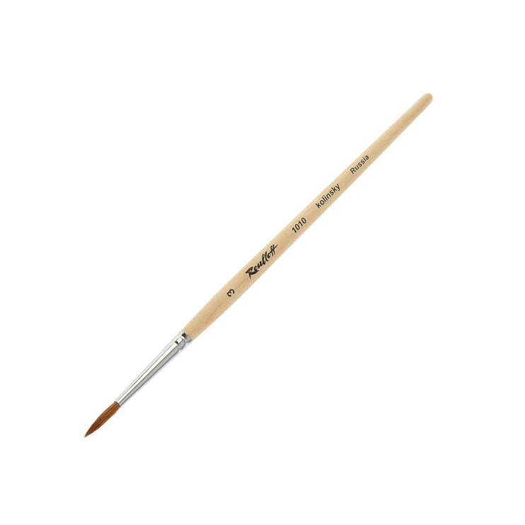 Кисть колонок круглая "1010" №3 короткая лаковая ручка