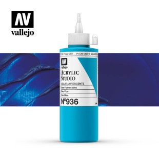Акриловая краска Vallejo "Studio" #936 Fluorescent Blue (Синий флюоресцентный), 200мл