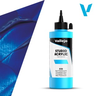 Акрил Vallejo "Studio" 936 Fluorescent Blue (Синий флюо), 200мл