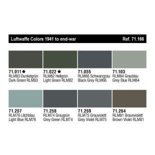Набор 8 красок Model Air 71.166 "Luftwaffe colors 1941 to end-war"