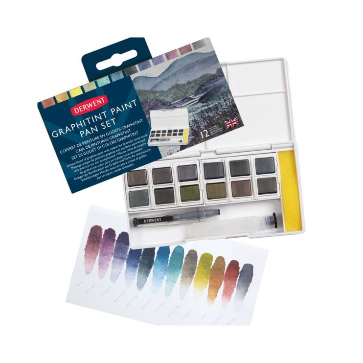 Набор акварельных блоков Derwent "Graphitint" 12 штук в пластиковой упаковке (2305790)
