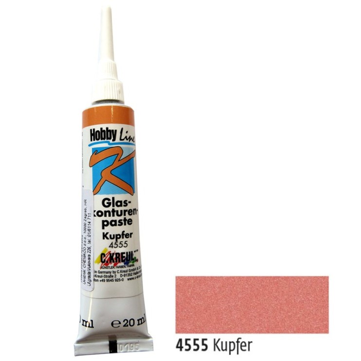 Контурная краска по стеклу Hobby line "Glas-konturen paste" туба 20 мл, медь