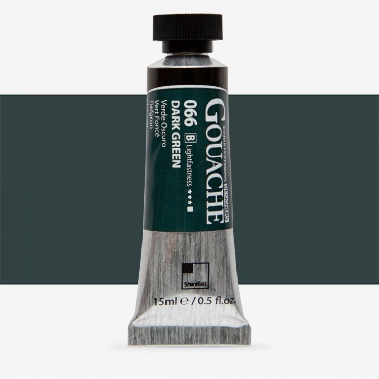 Гуашь Shinhan "Designers GOUACHE" №066(B) Dark green (Зеленый темный), туба 15мл