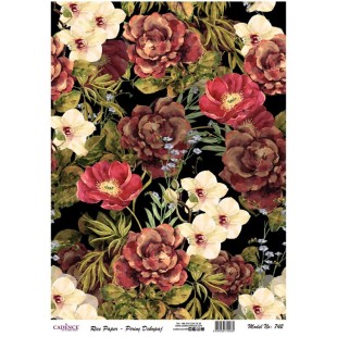Рисовая карта для декупажа Cadence "Rice paper" 30х42см, RDP742 Цветы на черном