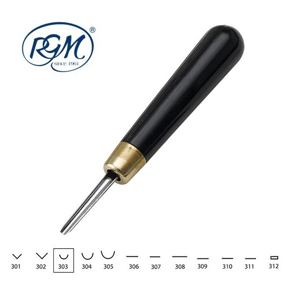 Набор резцов по линолеуму "RGM" с усиленной ручкой, 3 штуки (№301, 302, 303)