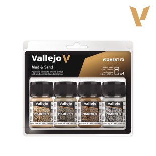 Пигменты Vallejo "Mud & Sand" 73.191, 4 цвета для грязи и песка