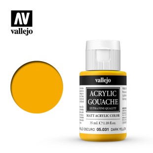 Гуашь-темпера Vallejo "Acrylic Gouache" Кадмий желтый темный, 35 мл