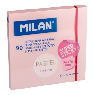 Бумага для заметок самоклеящаяся "MILAN" розовая, 76х76мм, 90л