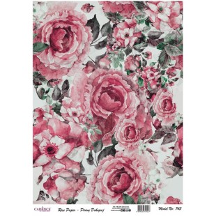 Рисовая карта для декупажа Cadence "Rice paper" 30х42см, RDP743 Цветы шиповника