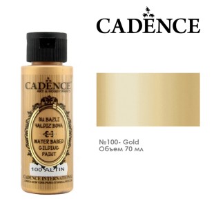 Краска металлик Cadence "Water-Based Gilding Metallic Paint" 70мл, 100 золото