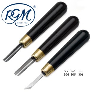 Набор резцов по линолеуму "RGM" с усиленной ручкой, 3 штуки (№304, 305, 306)
