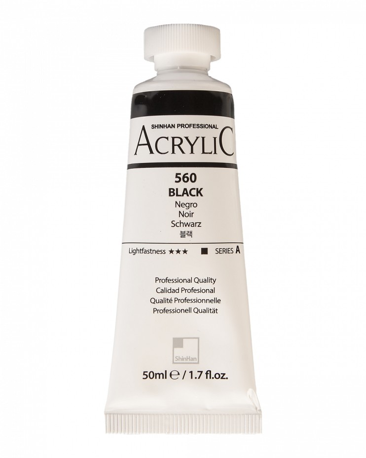Краска акриловая ShinHan "Professional" №560 Черный, туба 50мл