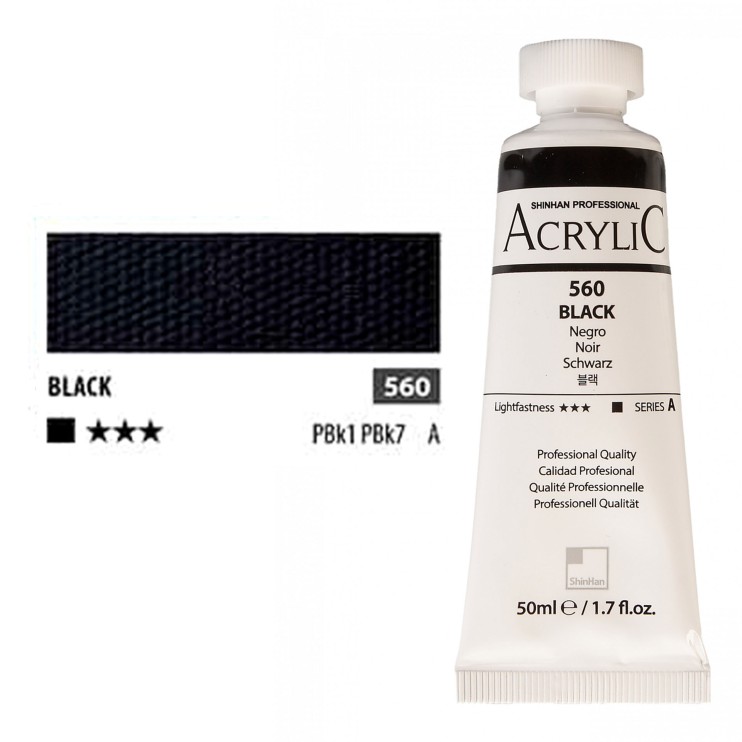Краска акриловая ShinHan "Professional" №560 Черный, туба 50мл