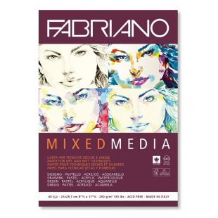Склейка бумаги для смешанных техник Fabriano "Mixed Media" 21x29,7см, 40л, 250гр/м² (19100381)