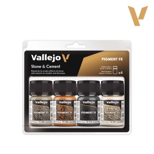 Пигменты Vallejo "Stone & Cement" 73.192, 4 цвета для имитации камня и цемента