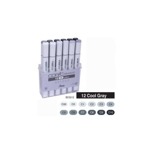 Набор Copic Sketch "Cool Grey" 12 маркеров в пластиковом пенале