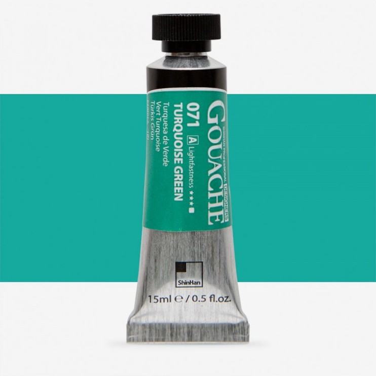 Гуашь Shinhan "Designers GOUACHE" №071(A) Turquoise green (Зеленый бирюзовый), туба 15мл