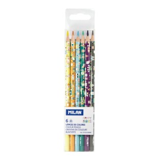 Набор цветных карандашей Milan "Happy Bots" 6 цветов, трехгранные
