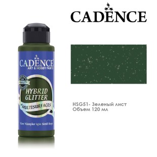 Краска акриловая Cadence "Hybrid Glitter" 120мл №HSG51 зеленый лист с серебристыми блестками