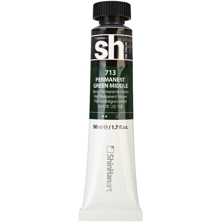 Краска масляная ShinHan "Sh" №713 Зеленый средний устойчивый, туба 50мл 