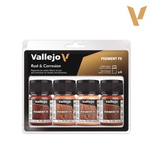 Пигменты Vallejo "Rust & Corrosion" 73.194, 4 цвета для ржавчины и коррозии