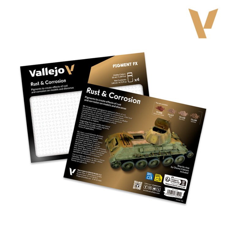 Пигменты Vallejo "Rust & Corrosion" 73.194, 4 цвета для ржавчины и коррозии