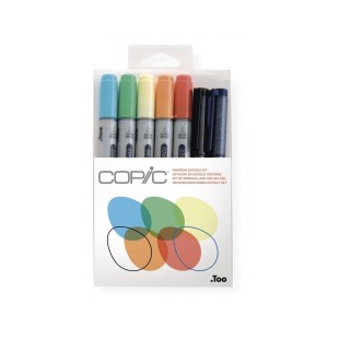 Набор COPIC CIAO "Doodle Kit Rainbow" 5 маркеров и 2 линера в пластиковом пенале