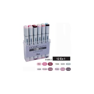 Набор Copic Sketch "EX 1" 12 маркеров двухсторонних в пластиковом пенале