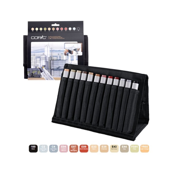 Набор Copic Classic "Architecture colors" 12 маркеров в тканевом пенале
