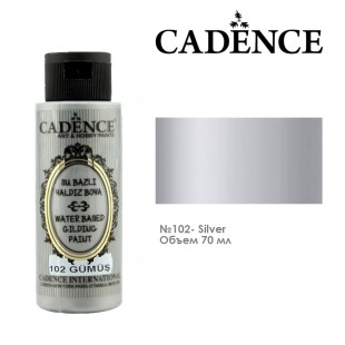 Краска металлик Cadence "Water-Based Gilding Metallic Paint" 70мл, 102 серебро