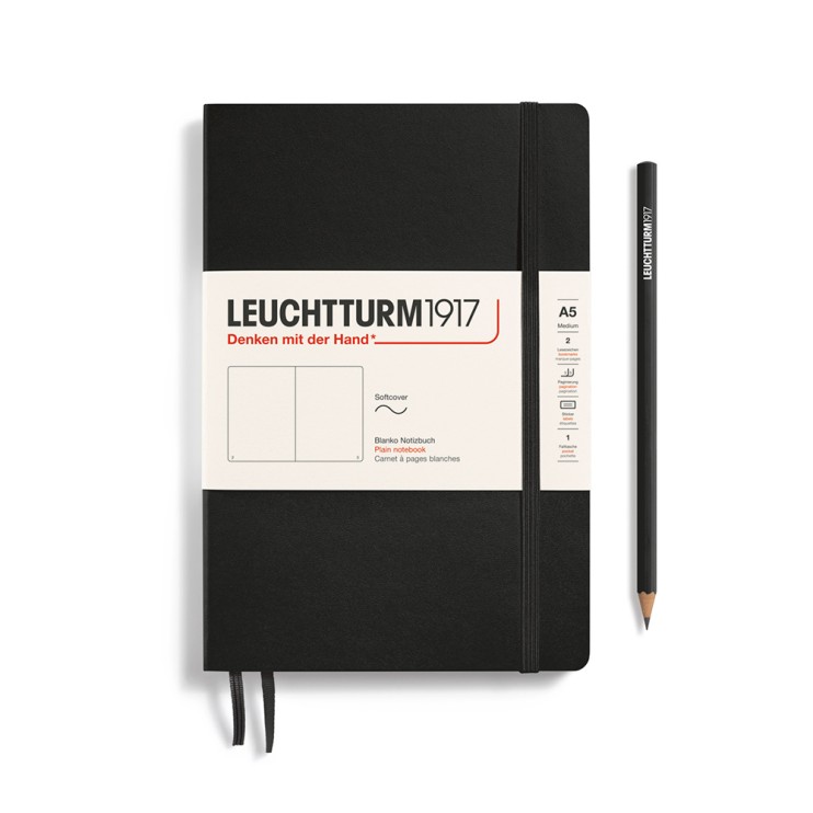 Блокнот без линовки Leuchtturm1917 "Medium" A5, 61л, 80гр/м², мягкая обложка,Черный (318651)