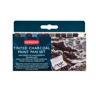 Набор акварельных красок Derwent "Tinted Charcoal" 12 кювет в пластиковом пенале