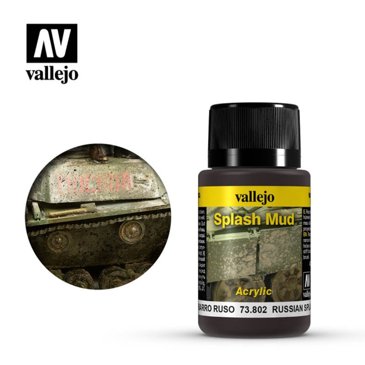 Краска для сборных моделей Vallejo, серия "Weathering Effects", цвет 73.802 Russian Splash Mud (Брызги грязи, Россия)