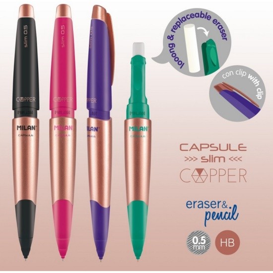 Карандаш механический Milan "CAPSULE Slim Copper" 0.5мм, цвет черный