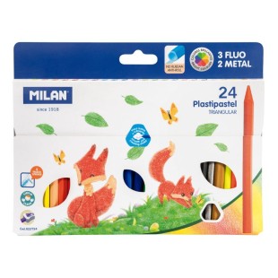 Набор цветных карандашей Milan "Plastipastel" 24 цвета, пластиковые трехгранныеа