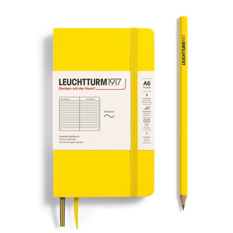 Блокнот в линейку Leuchtturm1917 "Pocket" A6, 61л, 80гр/м², мягкая обложка,Лимонный