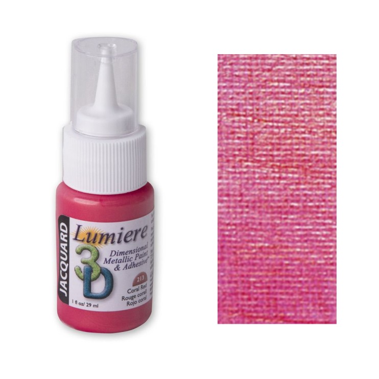 Краска-клей Jacquard "Lumiere 3D" №213 Coral Red (Коралловый), 29мл
