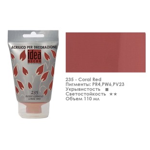 Краска акриловая Maimeri "Idea Decor" 110мл, №235 Coral Red (Красный коралл) (3818235)