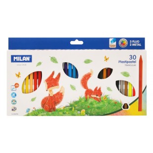 Набор цветных карандашей Milan "Plastipastel" 30 цветов, пластиковые трехгранные