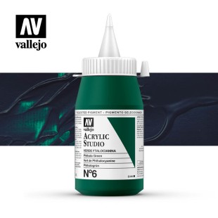 Акриловая краска Vallejo "Studio" #6 Phthalo Green (Зеленый фтало), 1л