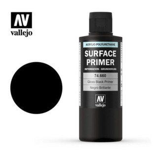 Акрилово-полиуретановый грунт Vallejo "Surface Primer", 200мл, черный глянцевый