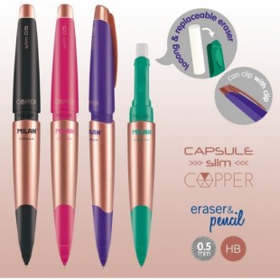 Карандаш механический Milan "CAPSULE Slim Copper" 0.5мм, 20 штук, цвета в ассортименте