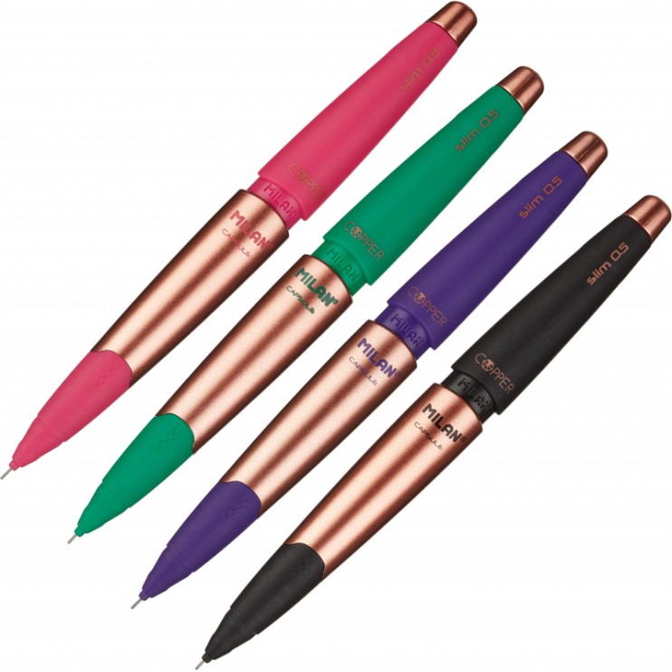 Карандаш механический Milan "CAPSULE Slim Copper" 0.5мм, 20 штук, цвета в ассортименте